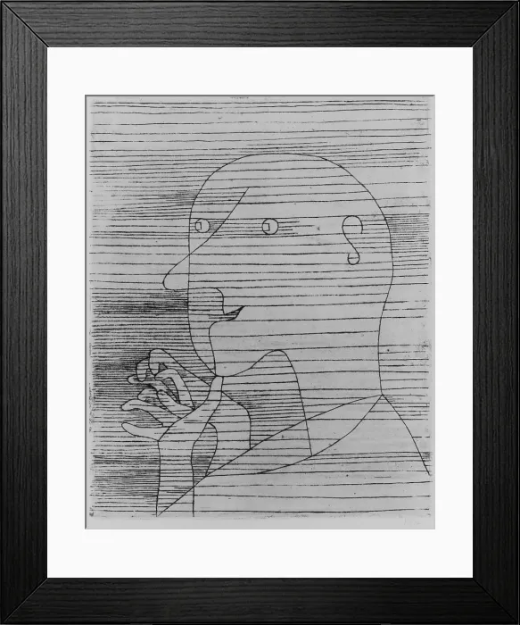 Framed Print : OLD MAN COUNTING, by Paul Klee, 1929, Swiss print, etching. Klee's titles are often important to appreciate with his images Framed Print : OLD MAN COUNTING, by Paul Klee, 1929, Swiss print, etching. Klee's titles are often important to appreciate with his images