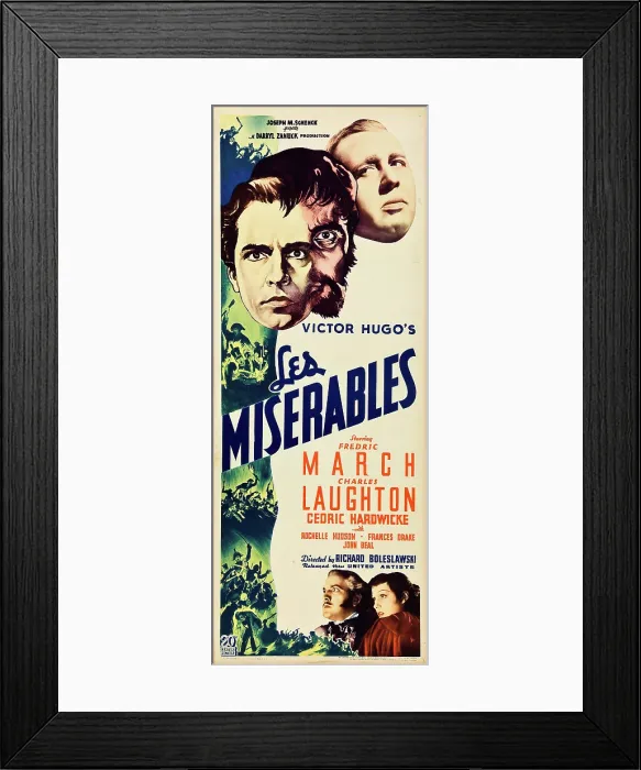 Framed Print : LES MISERABLES, top from left: Fredric March, Charles Laughton, bottom from left: Cedric Hardwicke, Rochelle Hudson, 1935, TM and Copyright 20th Century Fox Film Corp