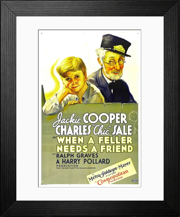 Framed Print : WHEN A FELLER NEEDS A FRIEND, (aka WHEN A FELLOW NEEDS A FRIEND, from left: Jackie Cooper, Charles Chic Sale, 1932)