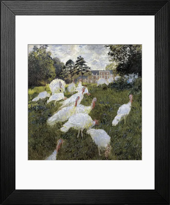 Framed Print : MONET, Claude (1840-1926). The Turkeys at the Chateau de Rottembourg, Montgeron. 1877. The Chateau de Rottembourg, in Montgeron (Essone). Impressionism. Oil on canvas. FRANCE