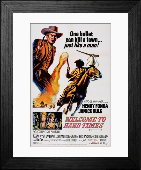 Framed Print : WELCOME TO HARD TIMES, US poster art, top left: Henry Fonda, 1967