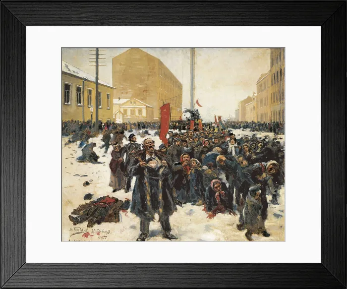 Framed Print : MAKOVSKI, Vladimir Yegorovitch (1846-1920). January 9th, 1906. 1905-1907. Red Sunday (1905). Massacre of unarmed and peaceful demonstrators by Imperial guards in Saint Petersburg