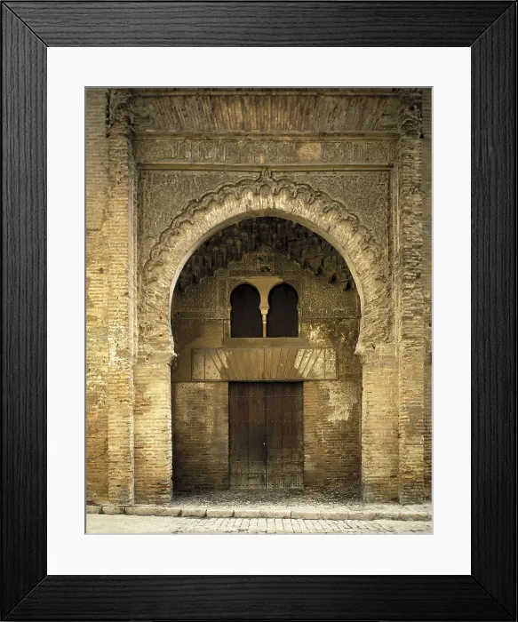 Framed Print : SPAIN. ANDALUSIA. GRANADA. Granada. Faade of the Corral del Carbn, ancient Arabian 'fundaq' (15th c.). Hispano-Moresque art. Nasrid dynasty. Architecture Framed Print : SPAIN. ANDALUSIA. GRANADA. Granada. Faade of the Corral del Carbn, ancient Arabian 'fundaq' (15th c.). Hispano-Moresque art. Nasrid dynasty. Architecture