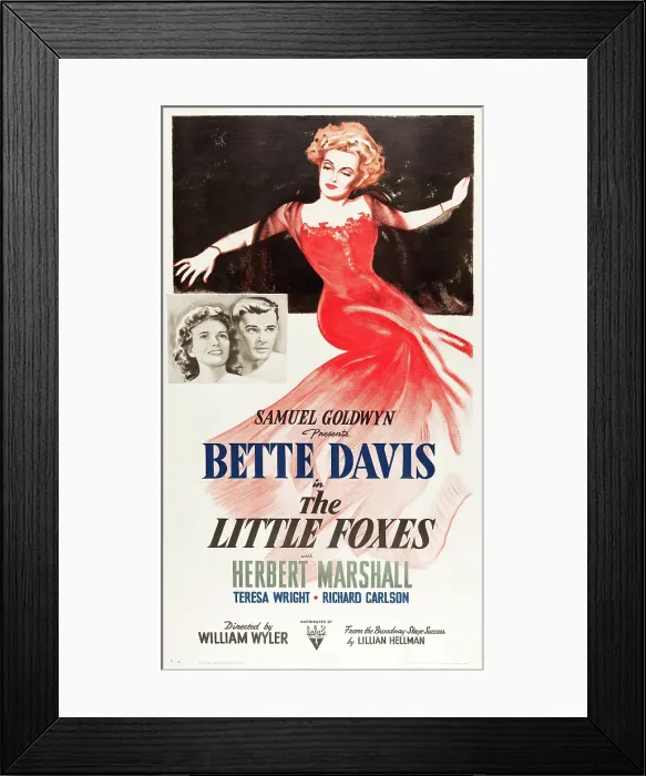 Framed Print : THE LITTLE FOXES, l-r: Teresa Wright, Herbert Marshall, Bette Davis on poster art, 1941