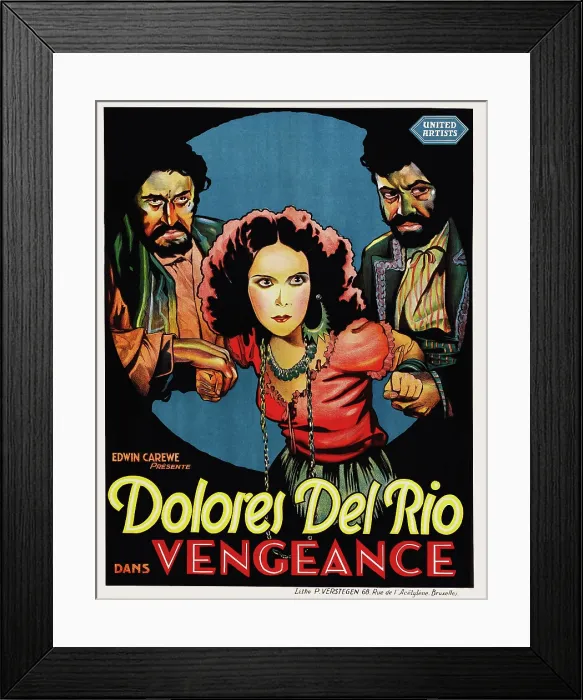Framed Print : REVENGE, (aka VENGEANCE), center: Dolores Del Rio on Belgian poster art, 1928 Framed Print : REVENGE, (aka VENGEANCE), center: Dolores Del Rio on Belgian poster art, 1928