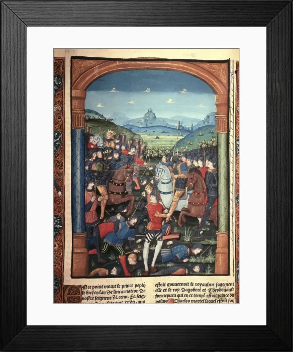 Framed Print : CHARLES MARTEL (688-741). 'Chronicles of France'. French school. Miniature. FRANCE. Paris. National Library. AISA / Everett Collection**US SALES ONLY**