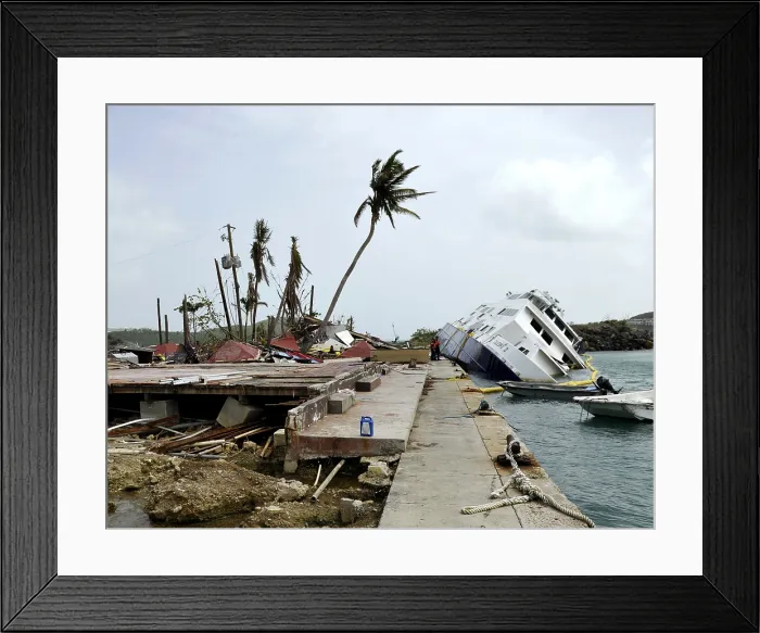 Framed Print : Wreckage in Crown Bay, St. Thomas, US Virgin Islands, Oct. 18, 2017. The island was financially weak before the storms, and struggles to rebuild