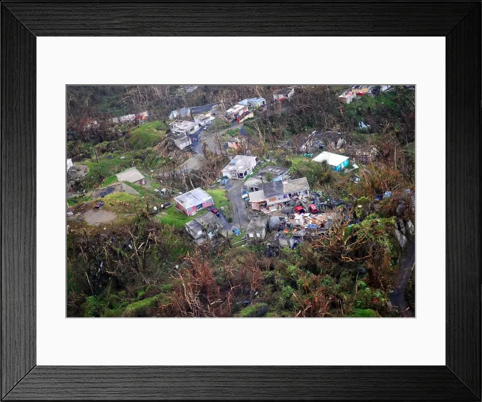 Framed Print : Destruction of houses in Puerto Rico seen from National Guard reconnaissance flight, Sept. 23, 2017. Three days earlier, on Sept Framed Print : Destruction of houses in Puerto Rico seen from National Guard reconnaissance flight, Sept. 23, 2017. Three days earlier, on Sept