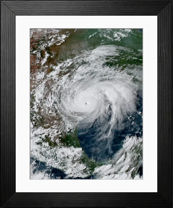 Framed Print : Hurricane Harvey at peak intensity, prior to landfall in southern Texas on Aug. 25, 2017