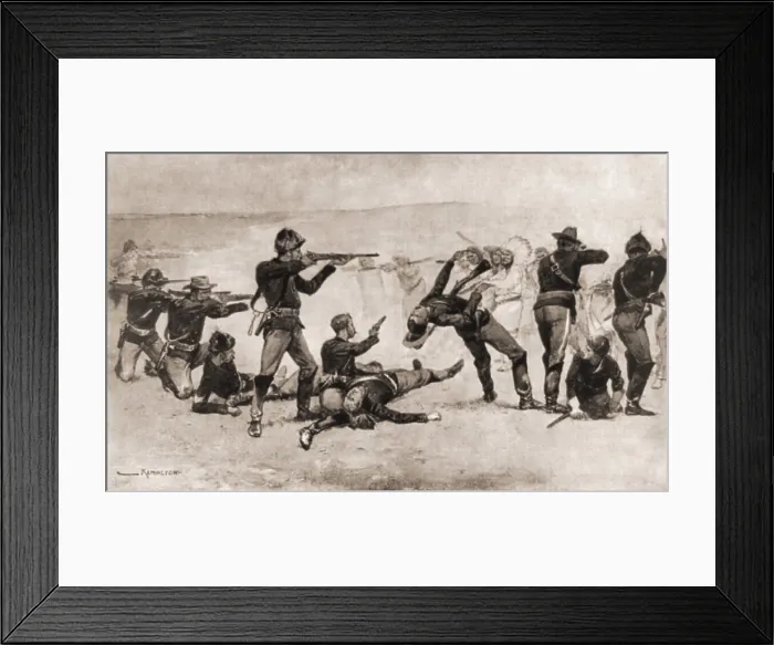 Framed Print : First shots of the Wounded Knee Massacre, on Dec. 29, 1890