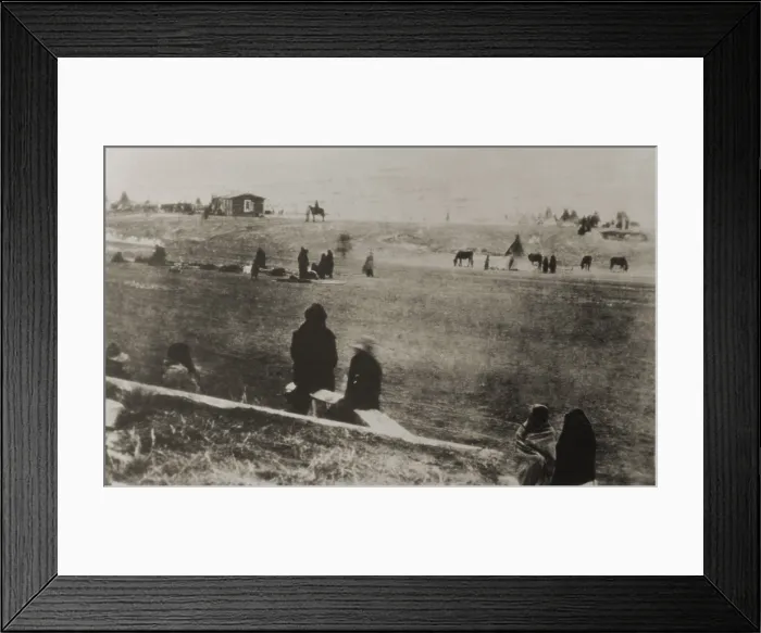 Framed Print : Survivors of the Wounded Knee Massacre surrendering to the US Army, Jan. 1, 1891