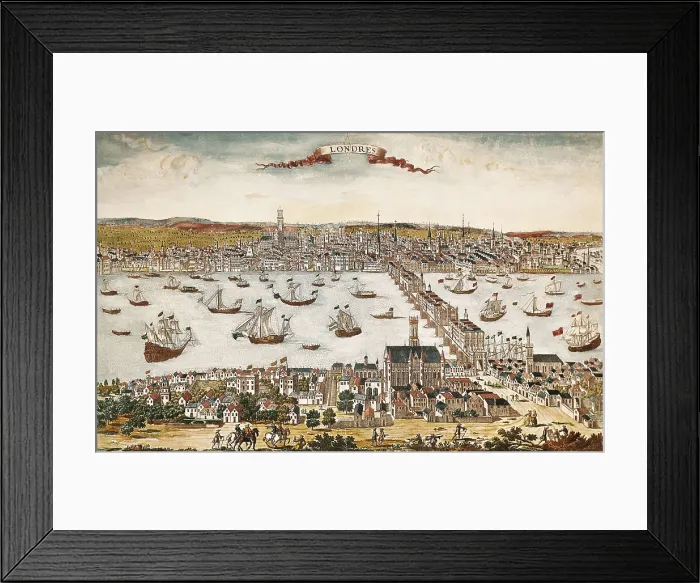 Framed Print : Map of London in 18th c. Engraving. AISA / Everett Collection**US SALES ONLY**