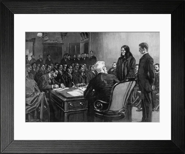 Framed Print : Sioux chiefs with Secretary of the Interior John Noble in Feb. 1891. They signed a Peace Treaty with US Government after the Wounded Knee Massacre of Dec