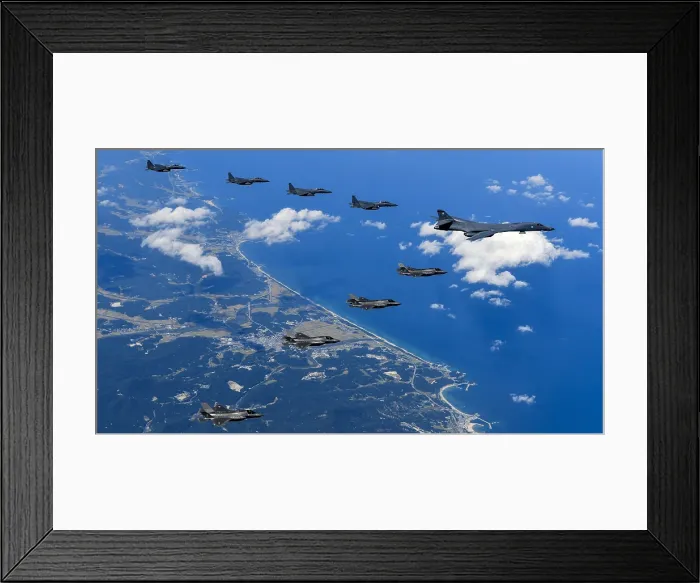 Framed Print : US B-1B Lancer flies with the South Korean Air Force over the Korean Peninsula, Sept. 18, 2017