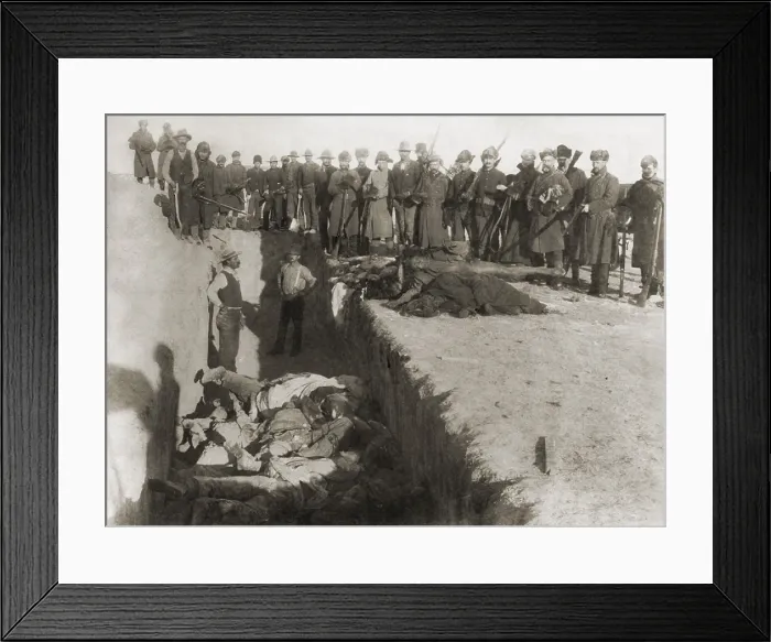 Framed Print : Burial of the Native American victims of the Wounded Knee Massacre, in Jan. 1891 Framed Print : Burial of the Native American victims of the Wounded Knee Massacre, in Jan. 1891