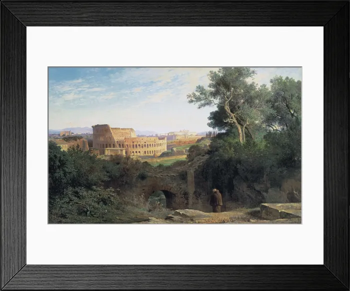 Framed Print : BENOUVILLE, Jean Achille (1816-1891). Colosseum seen from the Palatin (Le Colise vu du Palatin). 1870. Realism. Oil on canvas. FRANCE. Paris. Muse d'Orsay (Orsay Museum)
