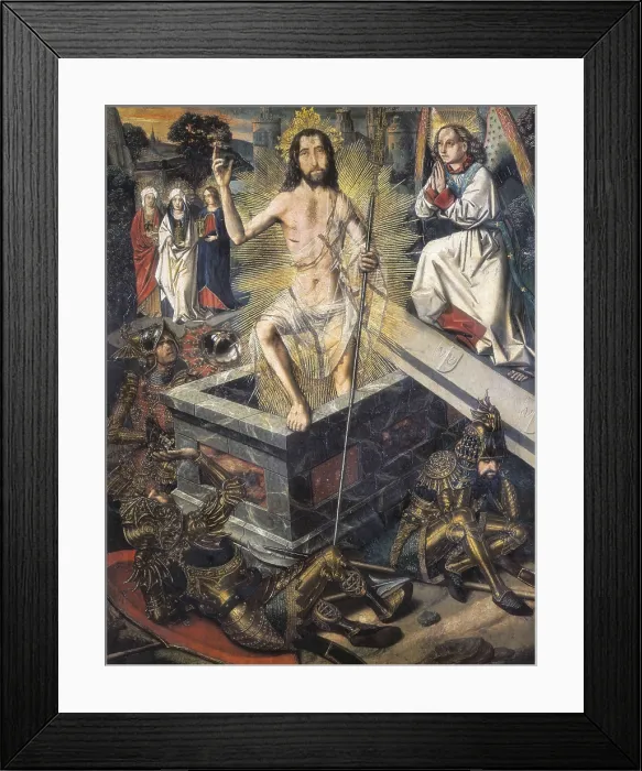 Framed Print : BERMEJO, Bartolom (1420-1498). Resurrection. 1480. This work together with the one of the 'Descent of Christ to Limbo' formed part from an altarpiece of unknown origin