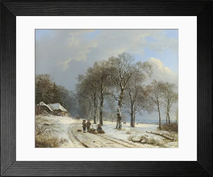 Framed Print : Winter Landscape, by Barend Cornelis Koekkoek, 1835-38, oil on canvas. Scene in Gelderland Province, bordering Germany on the Lower Rhine