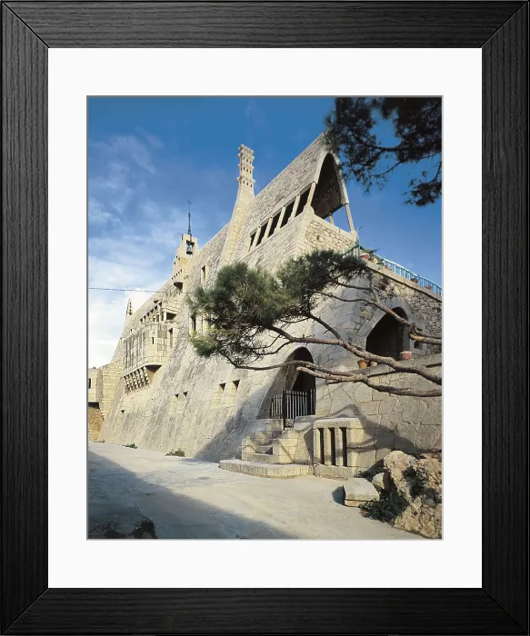 Framed Print : BERENGUER i MESTRES, Francesc (1866-1914); GAUDI i CORNET, Antoni (1852-1926). Wine Cellars Gell. SPAIN. Sitges. Les Botigues de Sitges. Wine Cellars Gell. Modernism