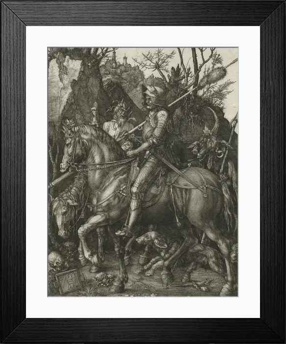 Framed Print : Rider, Death and the Devil, by Albrecht Durer, 1513, German print, engraving (BSLOC_2016_2_203)