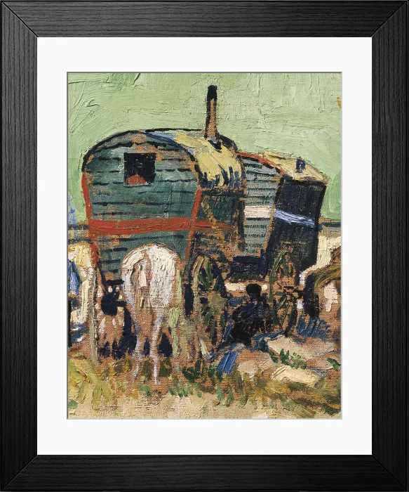 Framed Print : GOGH, Vincent van (1853-1890). The Caravans, Gypsy Camp near Arles. 1888. Central detail of the caravan. Post-Impressionism. Oil on canvas. FRANCE. Paris
