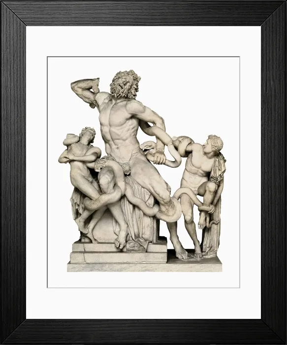 Framed Print : Laocoon with his sons. 1st c. BC. Marble reproduction, work by the sculptors Hegesandros, Athenedoros, and Polydoros, of a bronze group from the 3rd c. BC. Hellenistic art