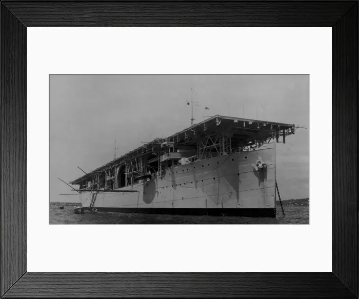 Framed Print : USS Langley, the US Navys first aircraft carrier with 34 planes on her flight deck, May 1928