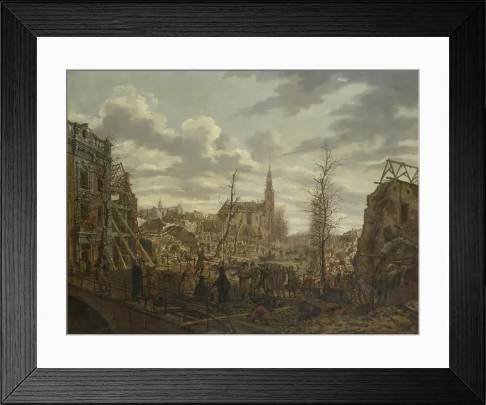 Framed Print : The Rapenburg in Leiden after Explosion of Gunpowder-Ship on Jan.12, 1807, by Johannes Jelgerhuis, Dutch painting, oil on canvas Framed Print : The Rapenburg in Leiden after Explosion of Gunpowder-Ship on Jan.12, 1807, by Johannes Jelgerhuis, Dutch painting, oil on canvas