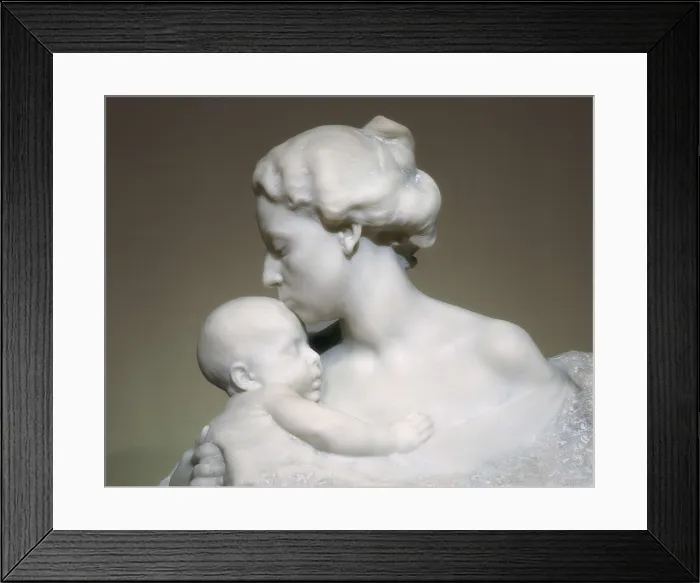 Framed Print : ARNAU I MASCORT, Eusebi (1864-1933). Mother Kiss. 1898. Modernism. Sculpture on marble. SPAIN. Barcelona. 'La Caixa' Foundation. AISA / Everett Collection**US SALES ONLY**