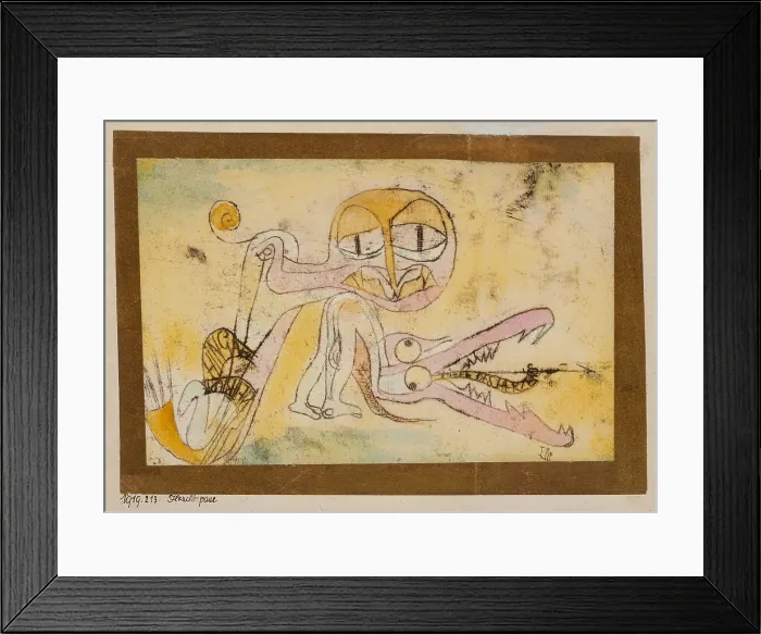 Framed Print : THE HYPOCRITES, by Paul Klee, 1919, Swiss drawing, watercolor and ink on paper. Line drawing of grotesque and distorted humanoid figures (BSLOC_2017_7_34)
