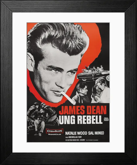 Framed Print : REBEL WITHOUT A CAUSE, (aka UNG REBELL), James Dean (cigarette), right bottom from right: Sal Mineo, Natalie Wood, James Dean, 1955 Framed Print : REBEL WITHOUT A CAUSE, (aka UNG REBELL), James Dean (cigarette), right bottom from right: Sal Mineo, Natalie Wood, James Dean, 1955