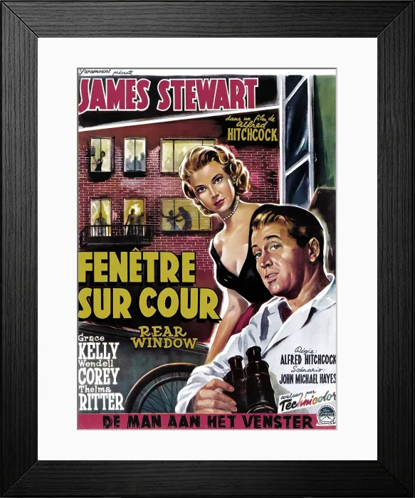 Framed Print : REAR WINDOW, from left, Grace Kelly, James Stewart, 1954