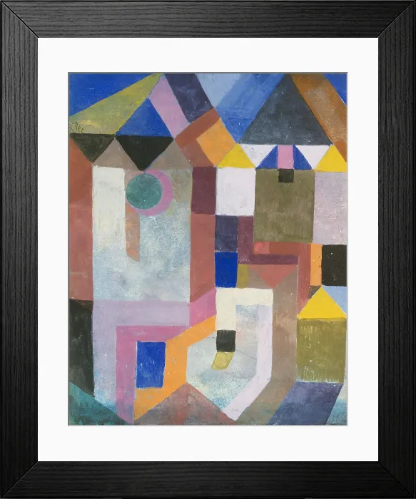 Framed Print : COLORFUL ARCHITECTURE, by Paul Klee, 1917, Swiss drawing, gouache on paper. Planes of bright color depict decoratively abstracted architecture (BSLOC_2017_7_38) Framed Print : COLORFUL ARCHITECTURE, by Paul Klee, 1917, Swiss drawing, gouache on paper. Planes of bright color depict decoratively abstracted architecture (BSLOC_2017_7_38)
