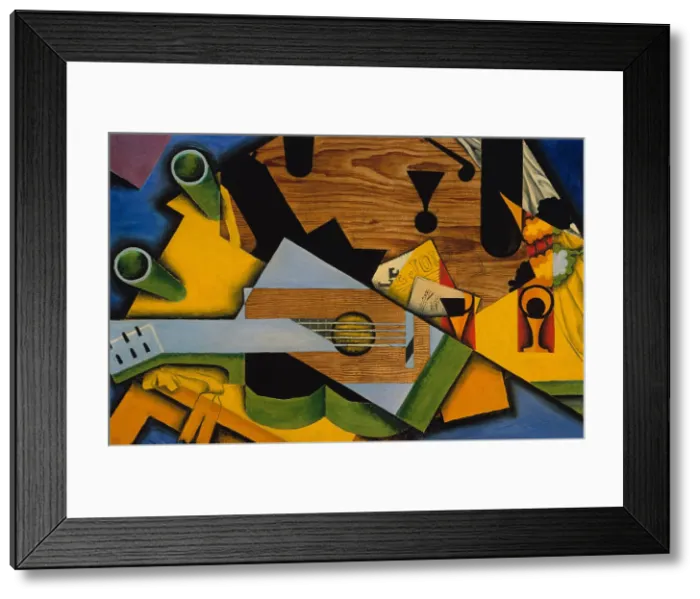 Framed Print : STILL LIFE WITH A GUITAR, by Juan Gris, 1913, Spanish Cubist painting, oil on canvas