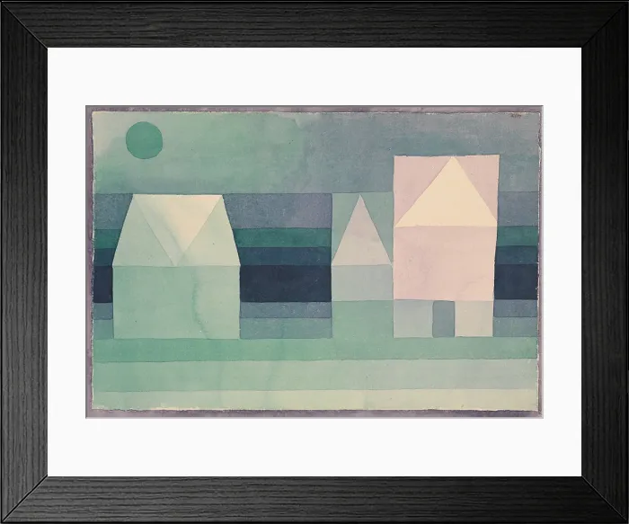 Framed Print : THREE HOUSES, by Paul Klee, 1922, Swiss drawing, watercolor on paper
