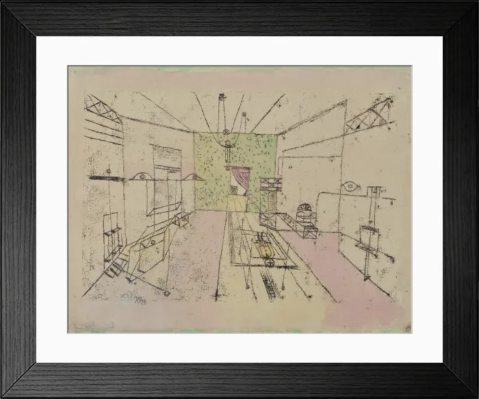 Framed Print : PHANTOM PERSPECTIVE, by Paul Klee, 1920, Swiss drawing, watercolor and ink on paper. Line drawing creates the illusion of an interior space, unidentifiable objects Framed Print : PHANTOM PERSPECTIVE, by Paul Klee, 1920, Swiss drawing, watercolor and ink on paper. Line drawing creates the illusion of an interior space, unidentifiable objects