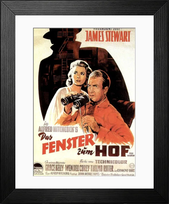 Framed Print : REAR WINDOW, from left, Grace Kelly, James Stewart, 1954