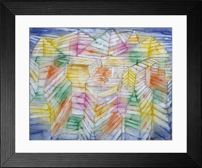 Framed Print : THEATER-MOUNTAIN-CONSTRUCTION, by Paul Klee, 1920, Swiss drawing, oil, gouache, and ink on paper