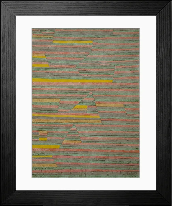 Framed Print : MONUMENTS AT G. by Paul Klee, 1929, Swiss painting, watercolor on canvas. This was painted shortly after Klee returned from a trip to Egypt