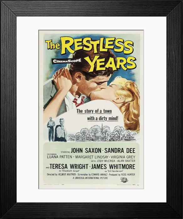 Framed Print : THE RESTLESS YEARS, US poster art, from left: John Saxon, Sandra Dee, 1958
