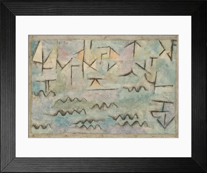 Framed Print : THE RHINE AT DUISBURG, by Paul Klee, 1937, Swiss painting, oil and charcoal on cardboard