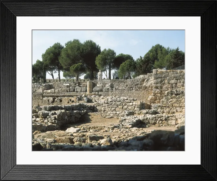 Framed Print : SPAIN. CATALONIA. GERONA. L'Escala. Empries. Greek city or Neapolis. Sacred enclosure of the Temple of Asklepios (2nd c. BC). Greek art. Architecture