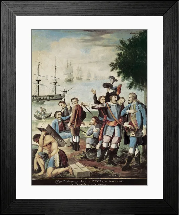 Framed Print : America (1519). Diego Velzquez entrusting to Corts the conquest of Mexico. Painting. SPAIN. Madrid. America's Museum. AISA / Everett Collection**US SALES ONLY**