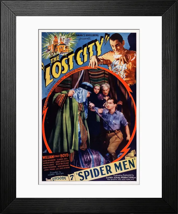 Framed Print : THE LOST CITY, US poster art, William Stage Boyd; Episode 7: Spider Men, 1935 Framed Print : THE LOST CITY, US poster art, William Stage Boyd; Episode 7: Spider Men, 1935
