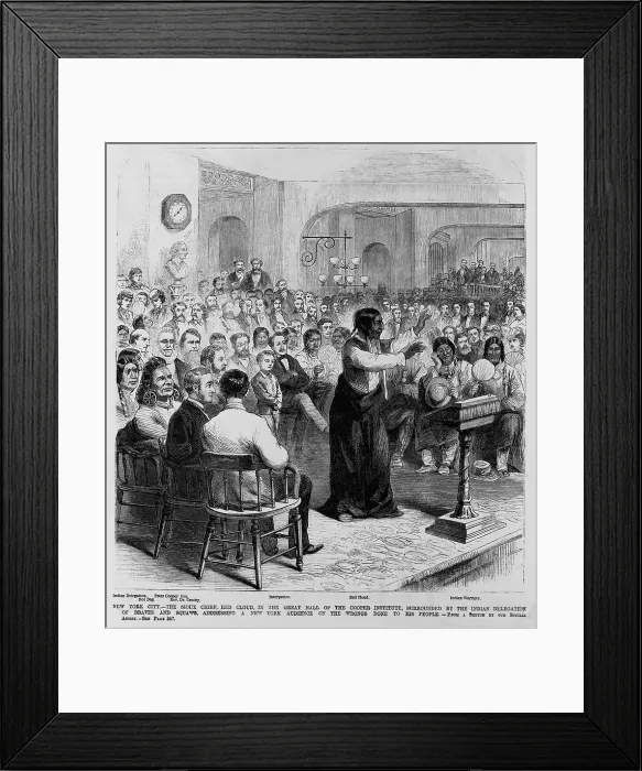 Framed Print : Chief Red Cloud, Oglala division of Lakota, Sioux, speaking at Cooper Union, NYC, in 1870