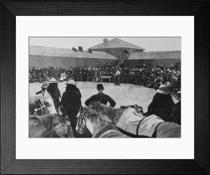 Framed Print : Chief Sitting Bull addressing a Council of Sioux Indians, at Standing Rock Agency. He spoke against the reorganization of the Sioux Reservation in Dec. 1887
