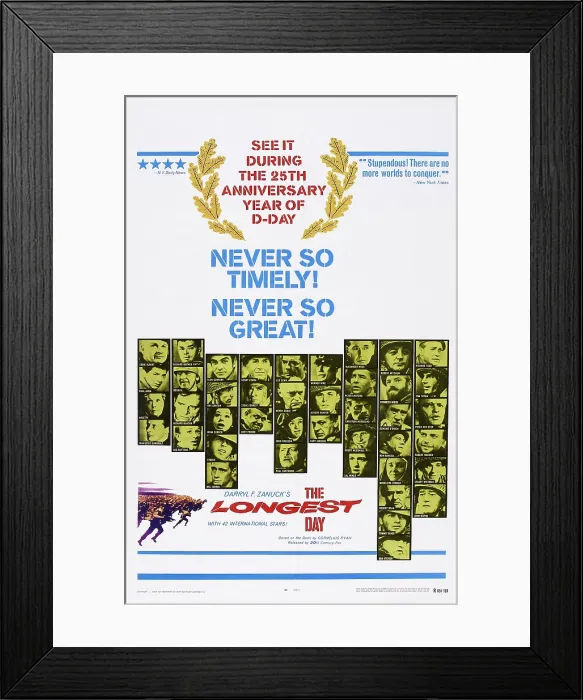 Framed Print : THE LONGEST DAY, 1969 reissue poster, 1962, TM and Copyright 20th Century Fox Film Corp. All rights reserved. / courtesy Everett Collection