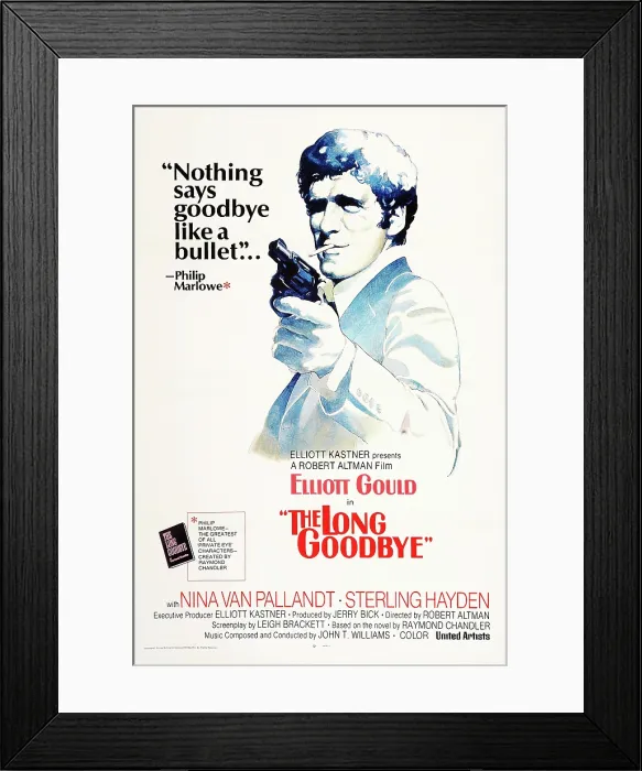 Framed Print : THE LONG GOODBYE, International poster art, Elliott Gould, 1973