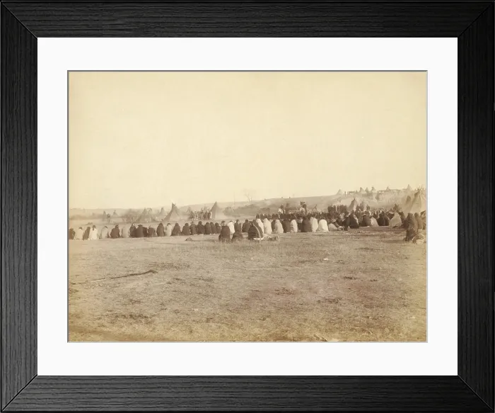 Framed Print : Native Americans in council after Wounded Knee Massacre of Dec. 29, 1890