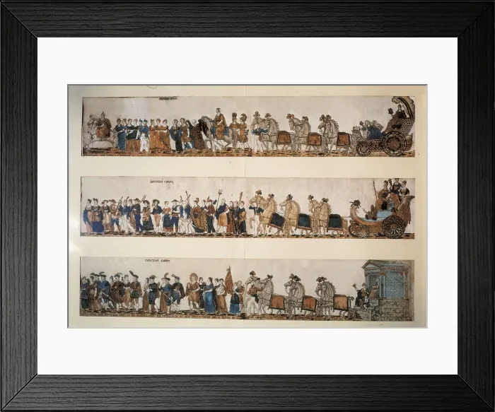 Framed Print : Spain (19th c.). Parade to pay tribute to the arrival of Fernando VII to Barcelona (1827). Engraving by Montfort after a drawing by B. Planella and A. Ferrn. Litography. SPAIN